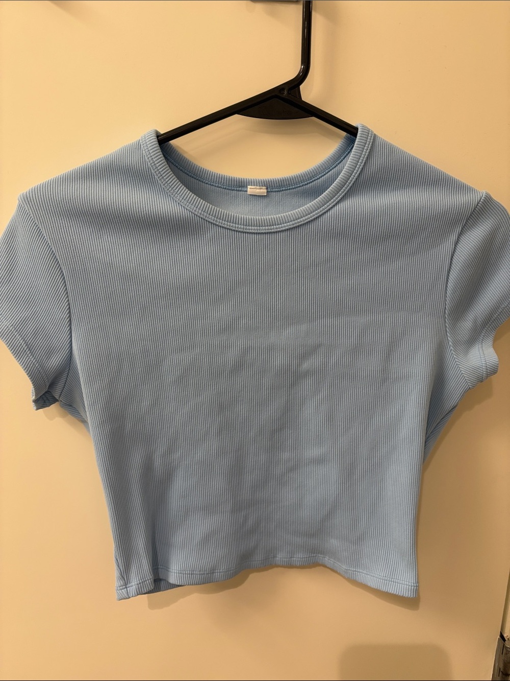 ALO Yoga Ribbed Crewneck Crop Top - Sky Blue